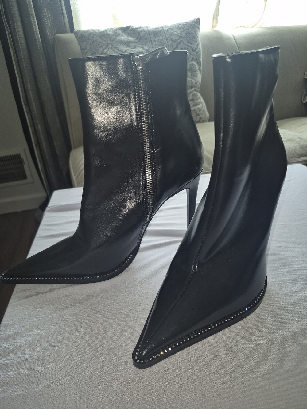 Zara Women's Black Pointed Toe Stiletto Ankle Boots Size 40